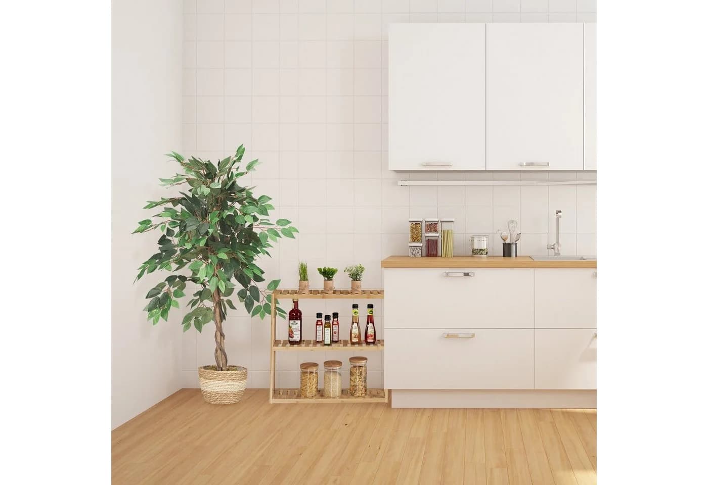 relaxdays Bambus Badregal 3 Ablagen Modern Natur - Bild 5