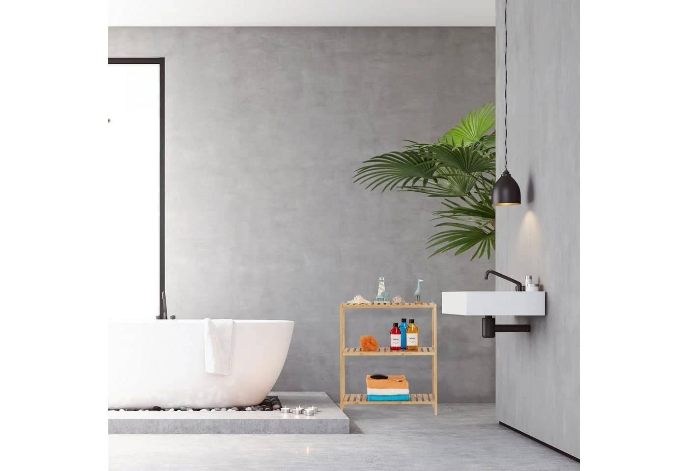 RELAXDAYS Bambus Badregal 3 Ablagen Natur