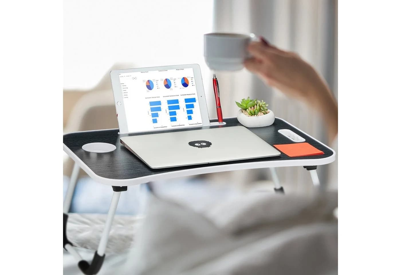 relaxdays Klappbarer Laptoptisch Schwarz Weiß
