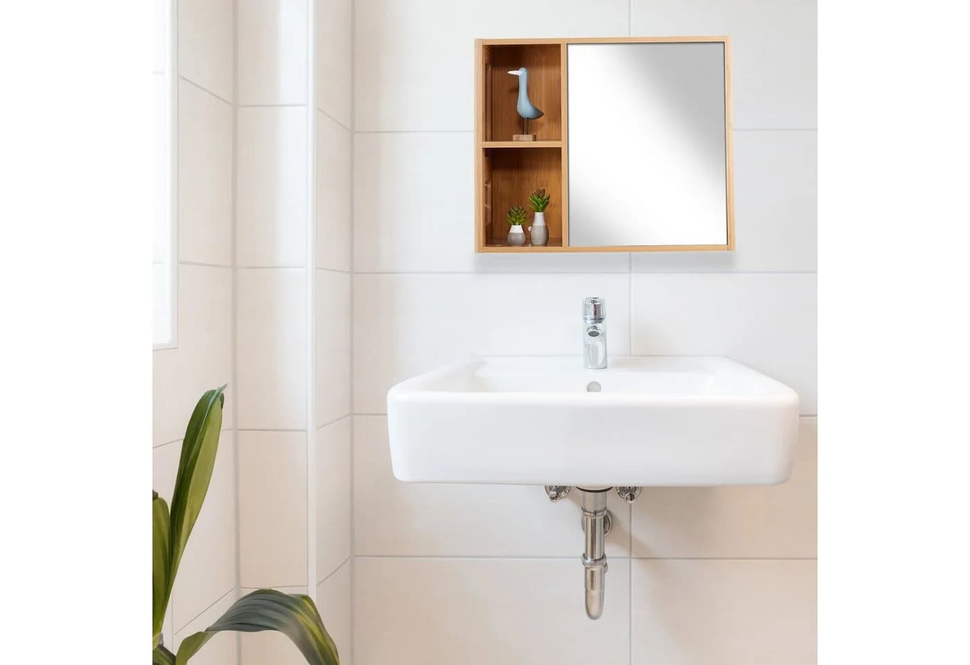 relaxdays Badezimmerspiegelschrank mit Regalfächern