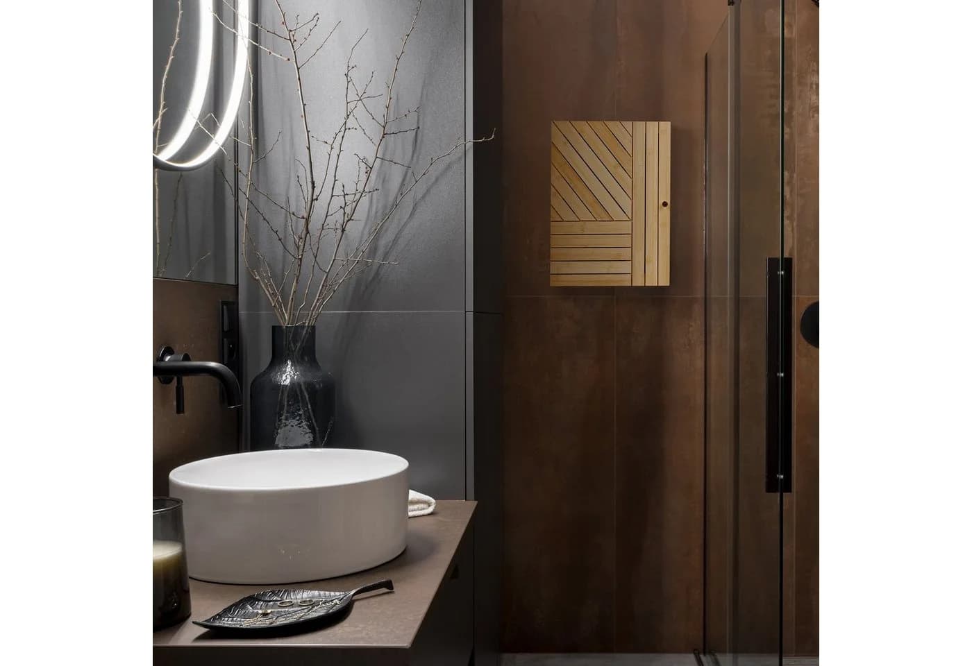relaxdays Hängeschrank Bad aus Bambus Natur/Gold - Bild 5