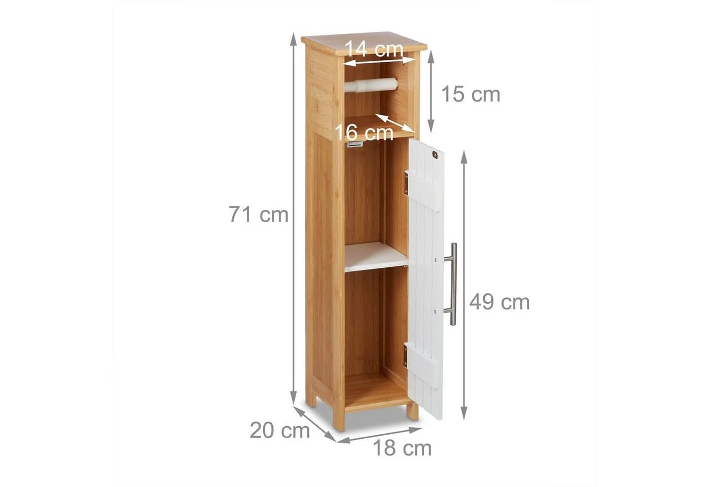 relaxdays Toilettenpapierhalter stehend Holzoptik Weiß/Bambus - Bild 4