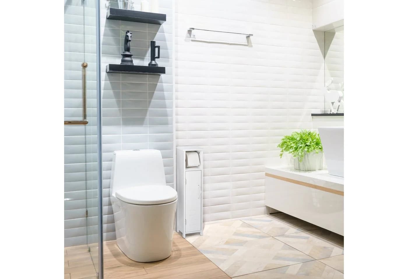 relaxdays Toilettenpapierhalter Stehend Weiß