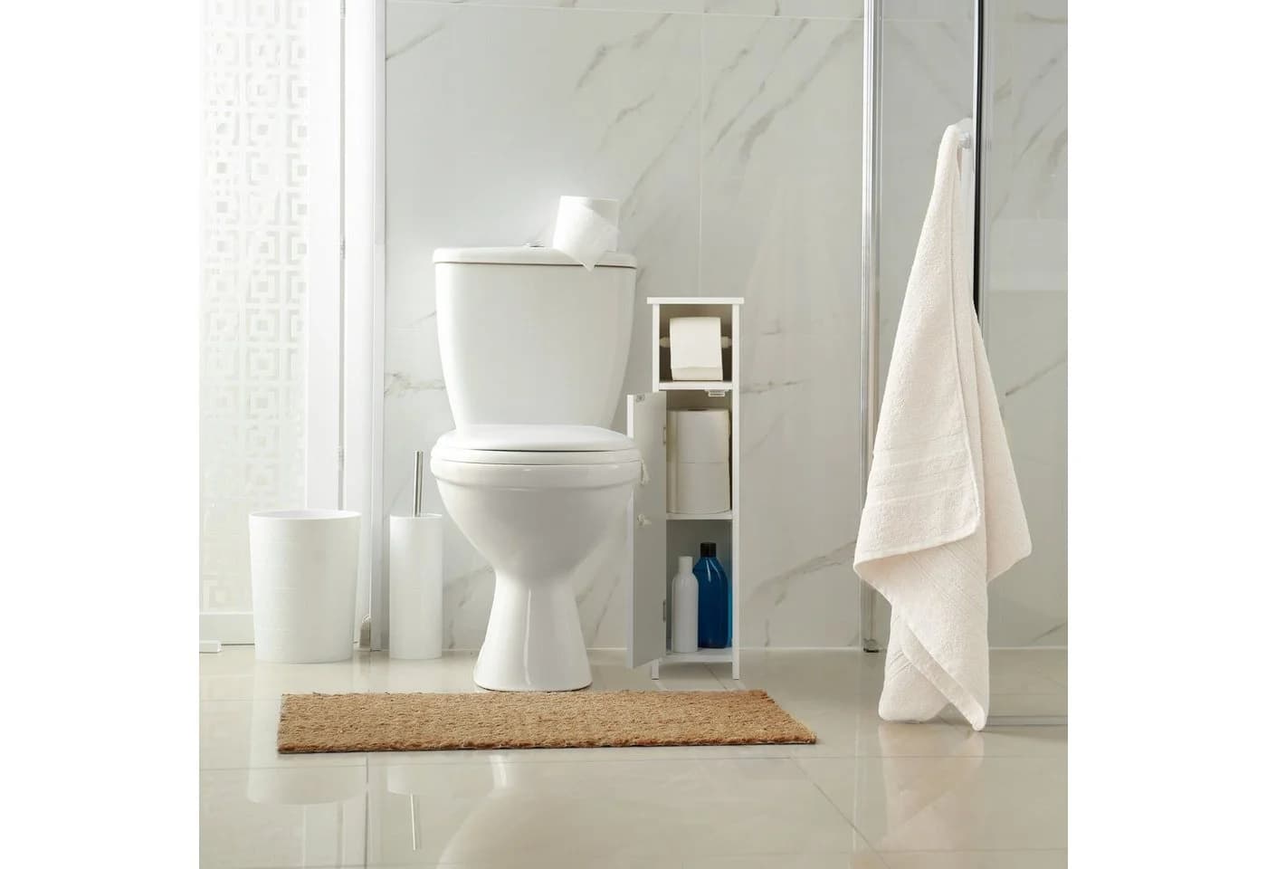 relaxdays Toilettenpapierhalter Stehend Weiß - Bild 5