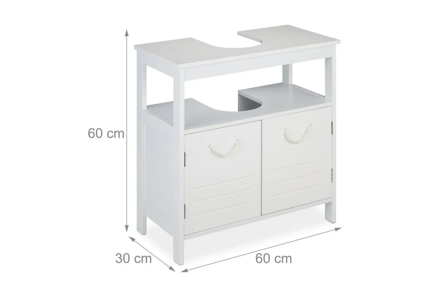 relaxdays Waschbeckenunterschrank mit Seilgriffen Weiß - Bild 4