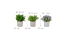 relaxdays Kunstpflanzen 3er Set Grün/Lila/Grau Beton-Optik Bild 4