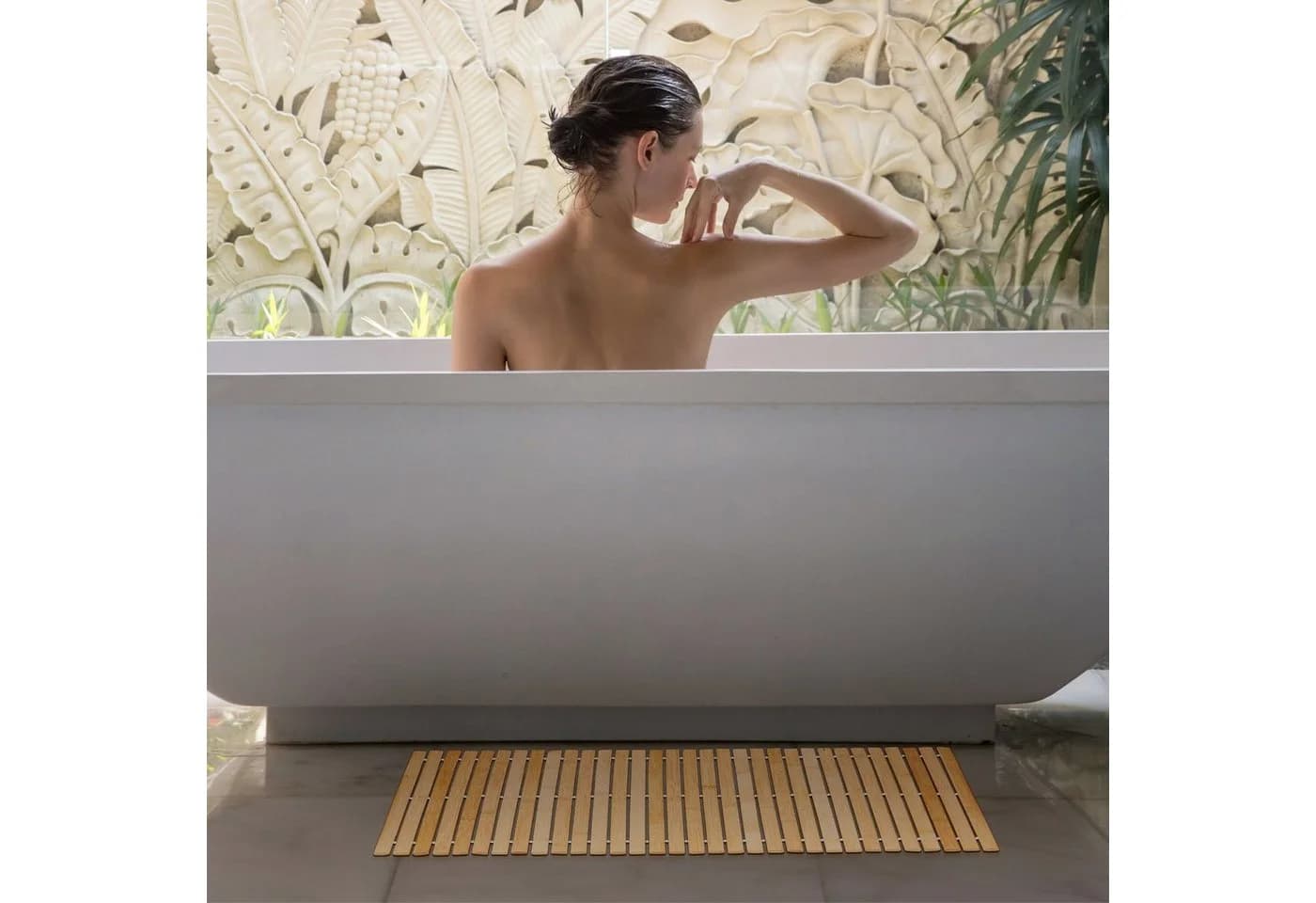 RELAXDAYS Badematte aus Bambus mit Antirutschstoppern