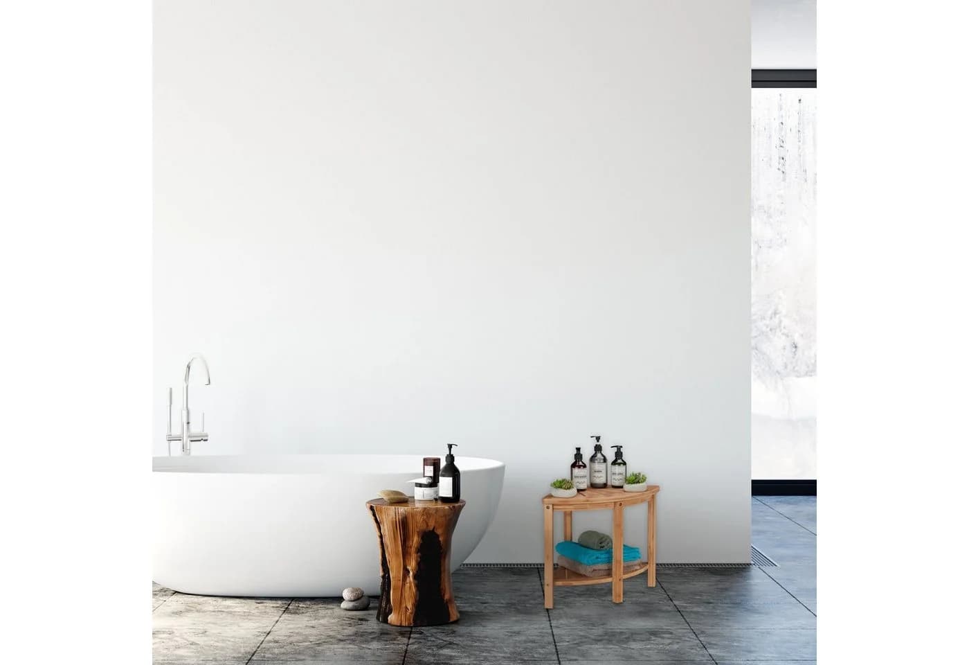 relaxdays Bambus Eckregal 2 Ebenen Natur