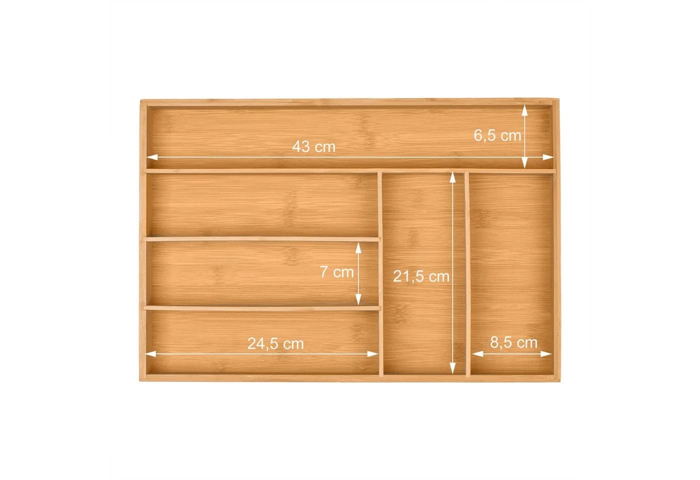 relaxdays Besteckkasten Bambus 6 Fächer Natur - Bild 5
