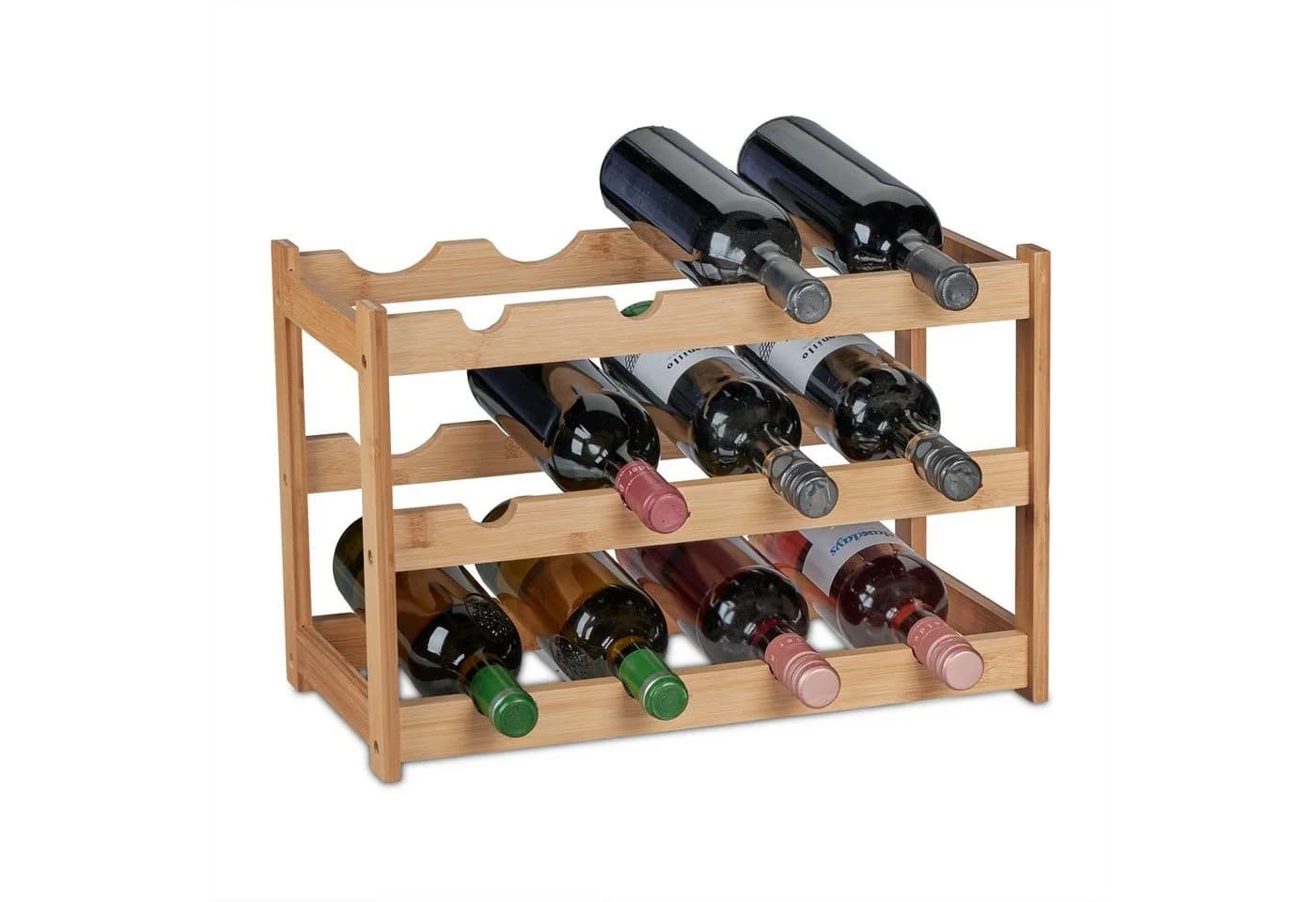 relaxdays Weinregal für 12 Flasche Bambus Natur - Bild 2