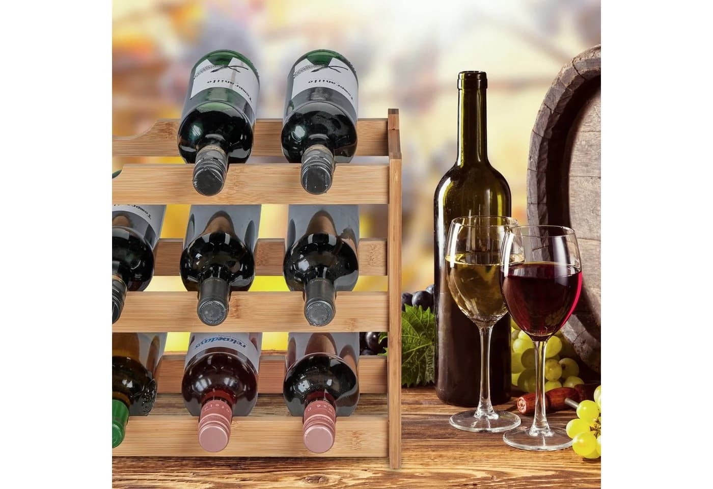 relaxdays Weinregal für 12 Flasche Bambus Natur - Bild 5