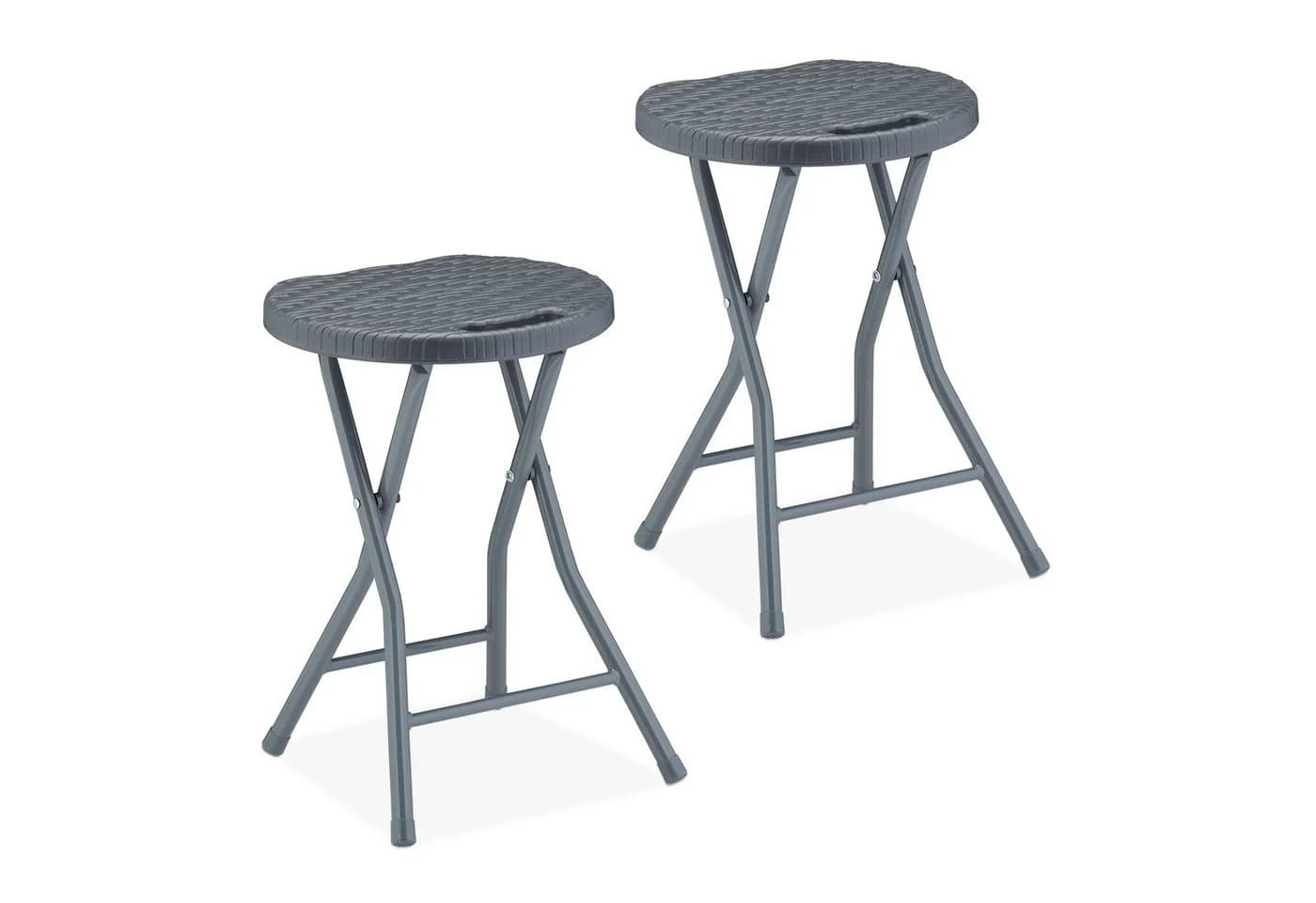relaxdays Klapphocker 2er Set Grau Rattan-Optik - Bild 2