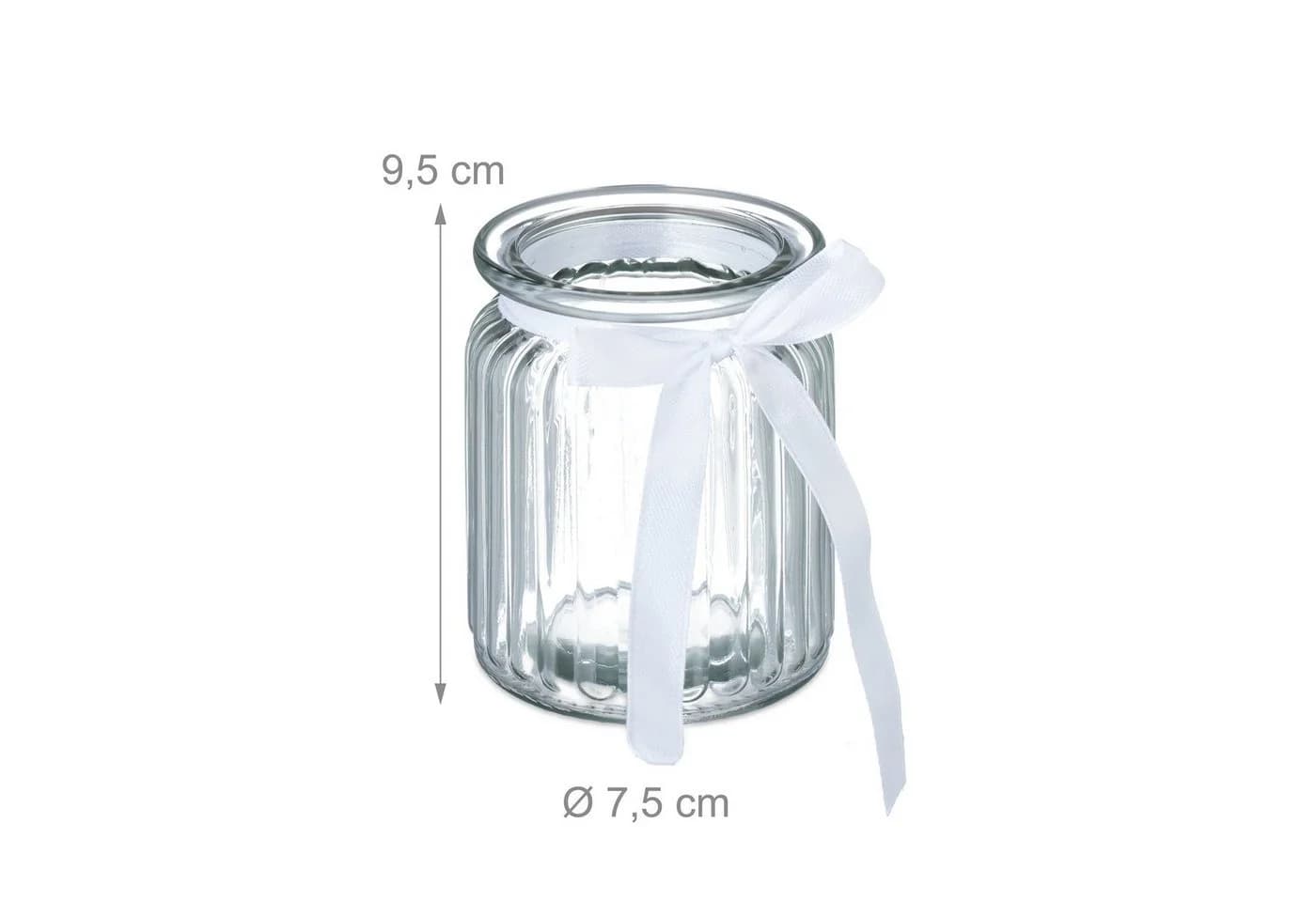 relaxdays Windlicht 12er Set Transparent Weiß Glas - Bild 4
