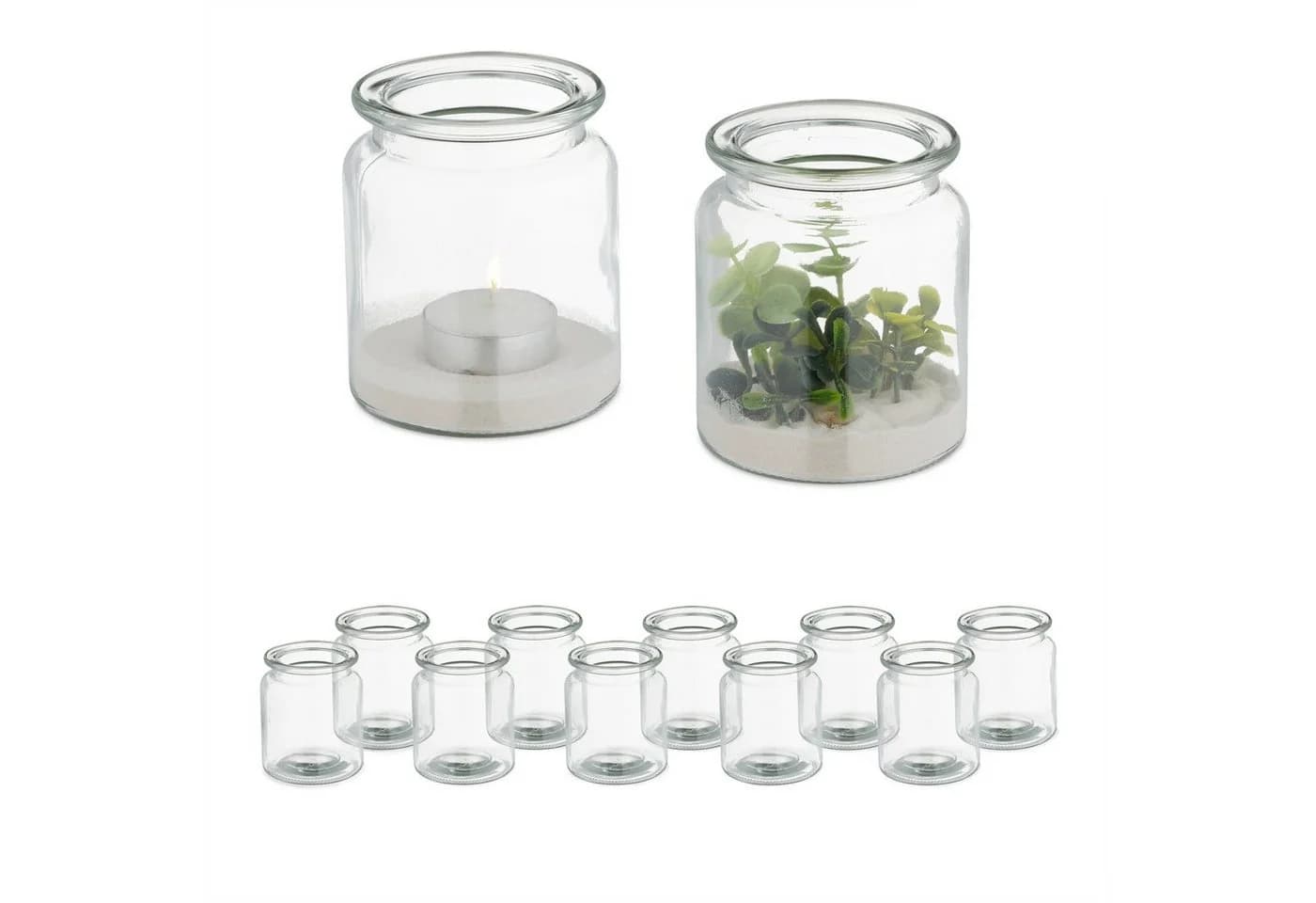 relaxdays Windlicht 12er Set Transparent Glas Teelichthalter - Bild 2