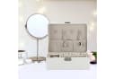 RELAXDAYS Schmuckkasten Weiß/Beige Silber Lederoptik mit Fächern Bild 1