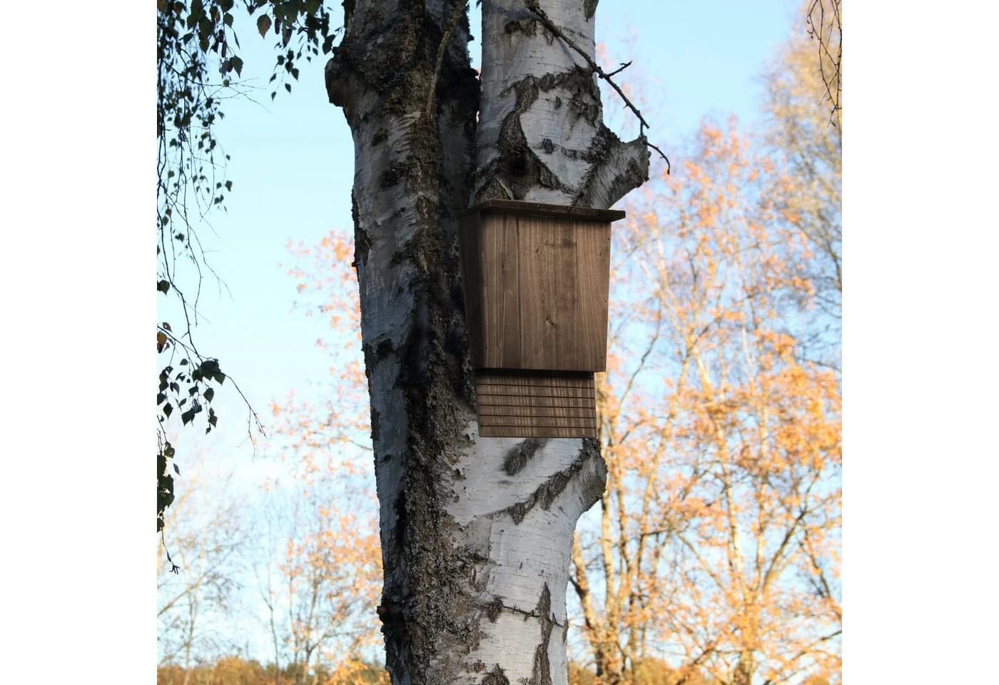 relaxdays Fledermauskasten aus Holz Braun mit Anflugbrett