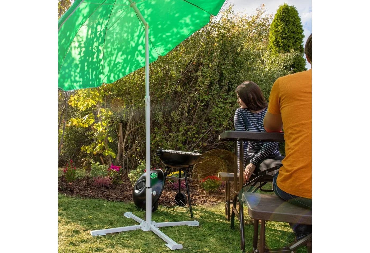 relaxdays Plattenständer Sonnenschirm weiß klappbar