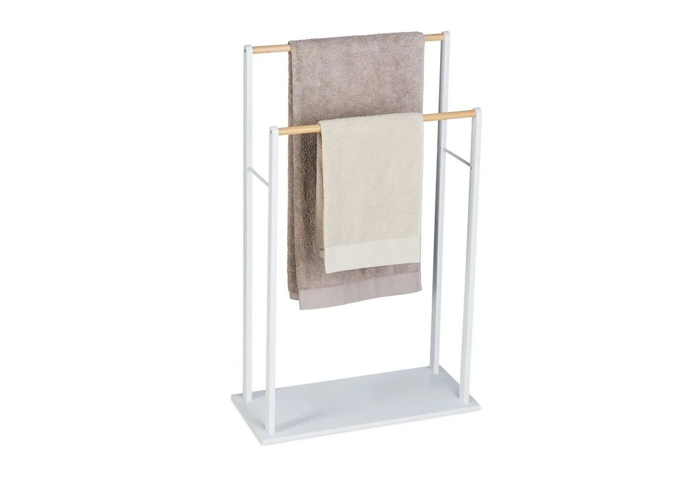 relaxdays Handtuchhalter freistehend weiß Bambus MDF - Bild 2