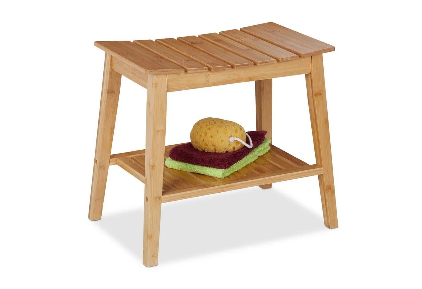 relaxdays Badhocker Bambus mit Ablage Natur - Bild 2