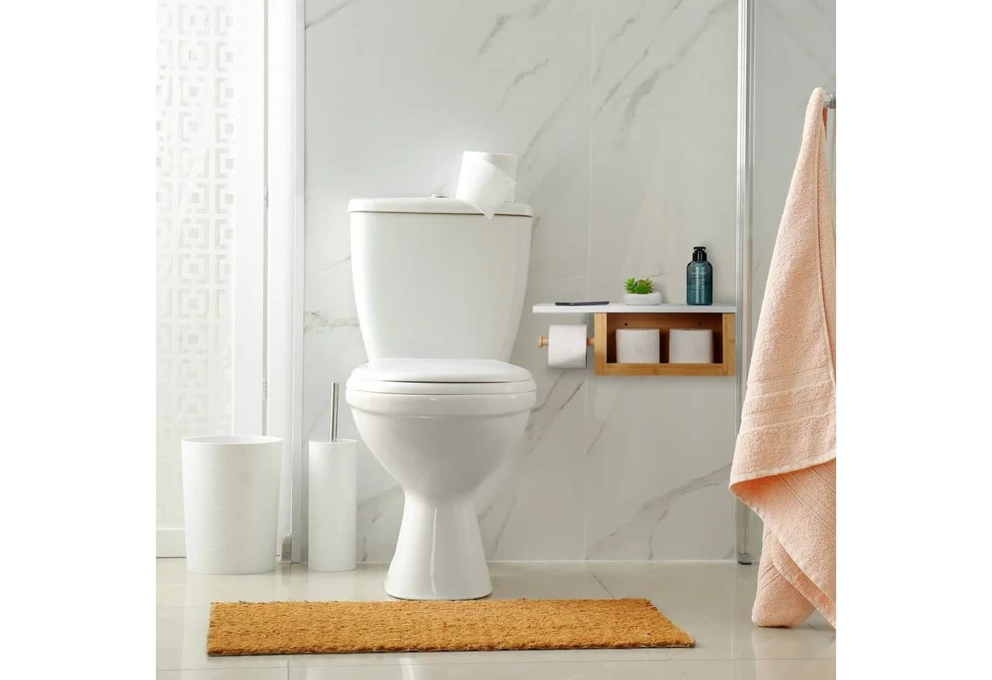 relaxdays Toilettenpapierhalter Bambus mit Ablage - Bild 5