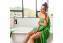 relaxdays Toilettenpapierhalter stehend Weiß mit Bambushalter Bild 3