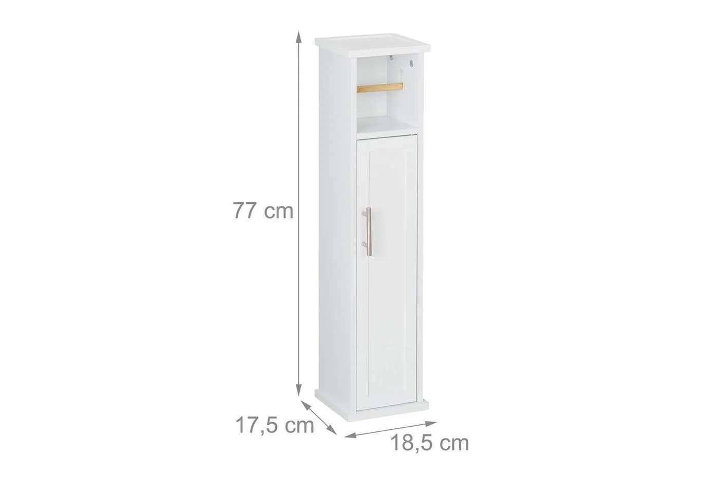 relaxdays Toilettenpapierhalter stehend Weiß mit Bambushalter - Bild 4