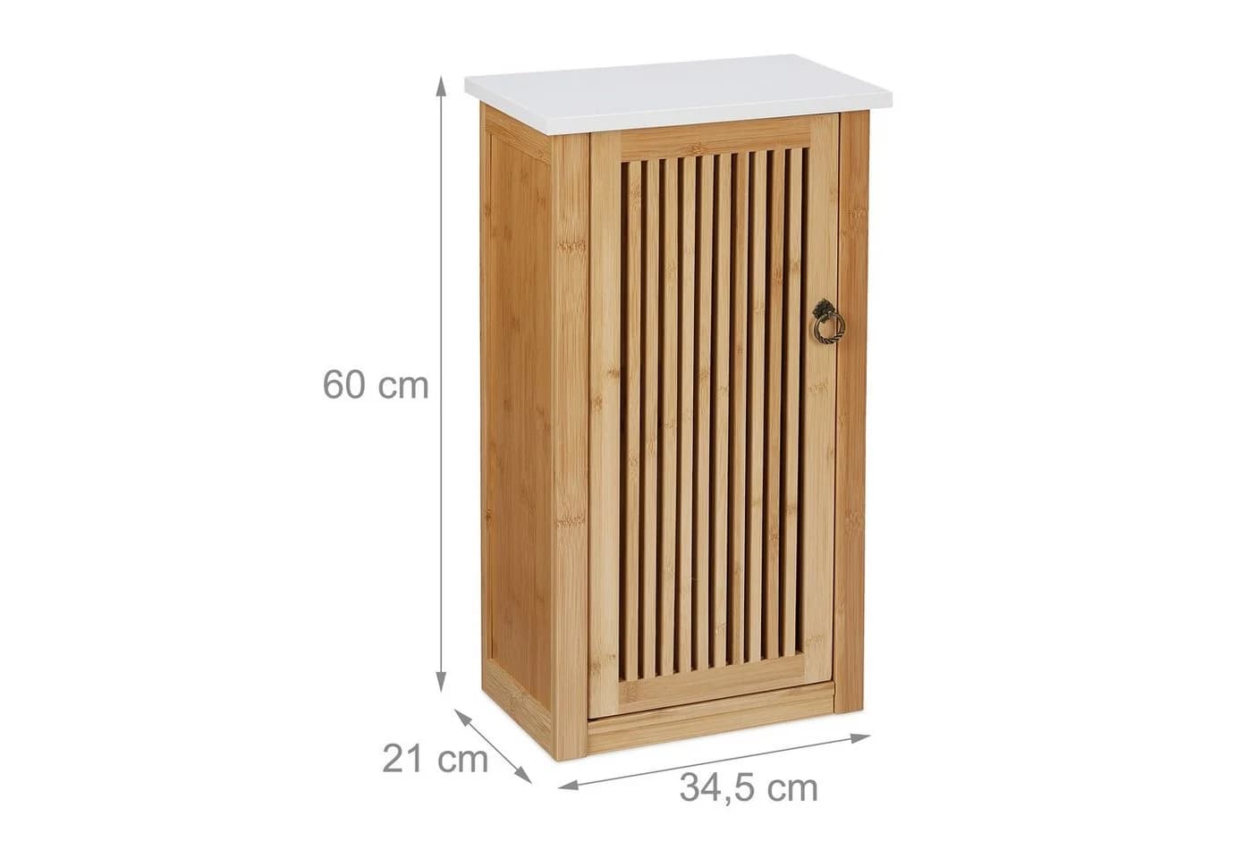 relaxdays Hängeschrank Bambus Natur Weiß Badezimmerschrank Lamellen Design - Bild 4