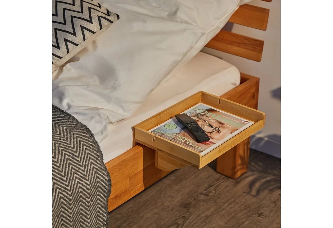 RELAXDAYS Nachtkonsole Klemmbare Bettablage aus Bambus Natur