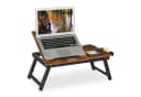 relaxdays Laptoptisch Höhenverstellbar Bambus Braun/Schwarz Bild 2