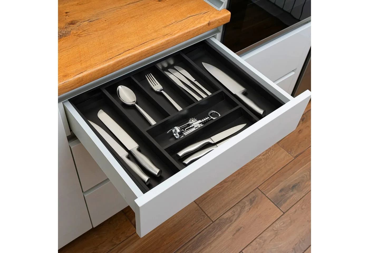 RELAXDAYS Besteckkasten Ausziehbar Bambus Schwarz - Bild 4