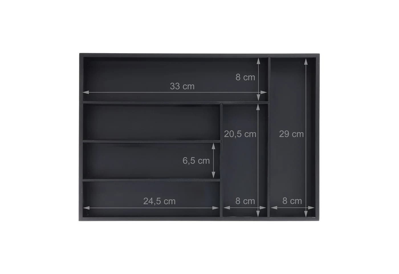relaxdays Besteckkasten 6 Fächer Schwarz Bambus - Bild 5