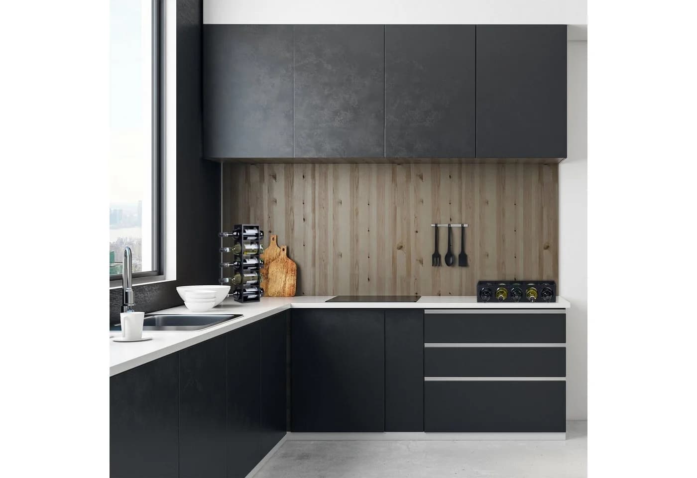 relaxdays Weinregal 2er Set Schwarz Bambus - Bild 5
