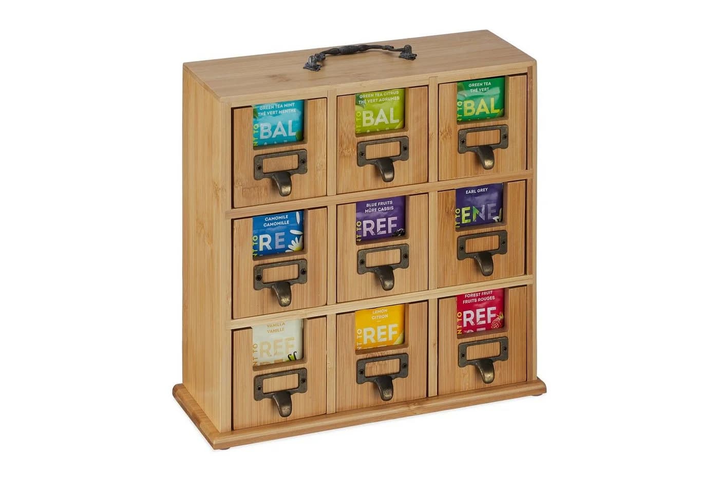 relaxdays Teebox Bambus Organizer mit 9 Fächern - Bild 2