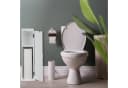 relaxdays Badregal Schmaler Toilettenschrank Weiß mit 2 Ablagen Bild 1