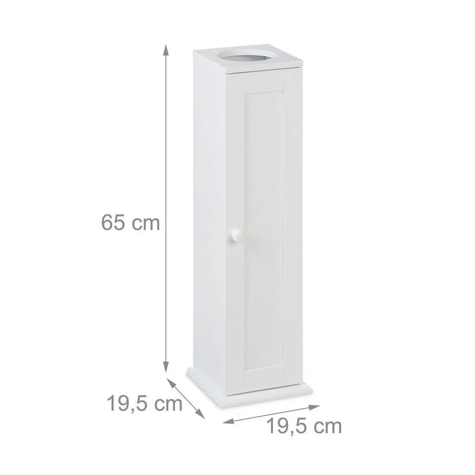 relaxdays Badregal Schmaler Toilettenschrank Weiß mit 2 Ablagen - Bild 4