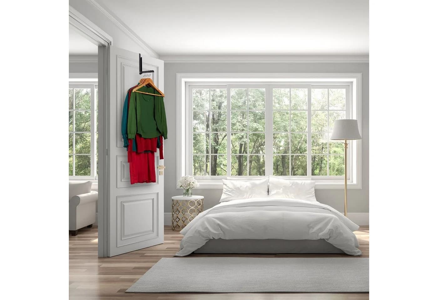 relaxdays Türhaken 3er Set Klapphaken Schwarz Metall Holz - Bild 5