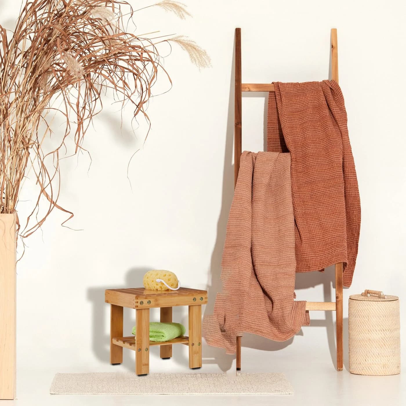 RELAXDAYS Badhocker Bambus mit Ablagefläche Natur