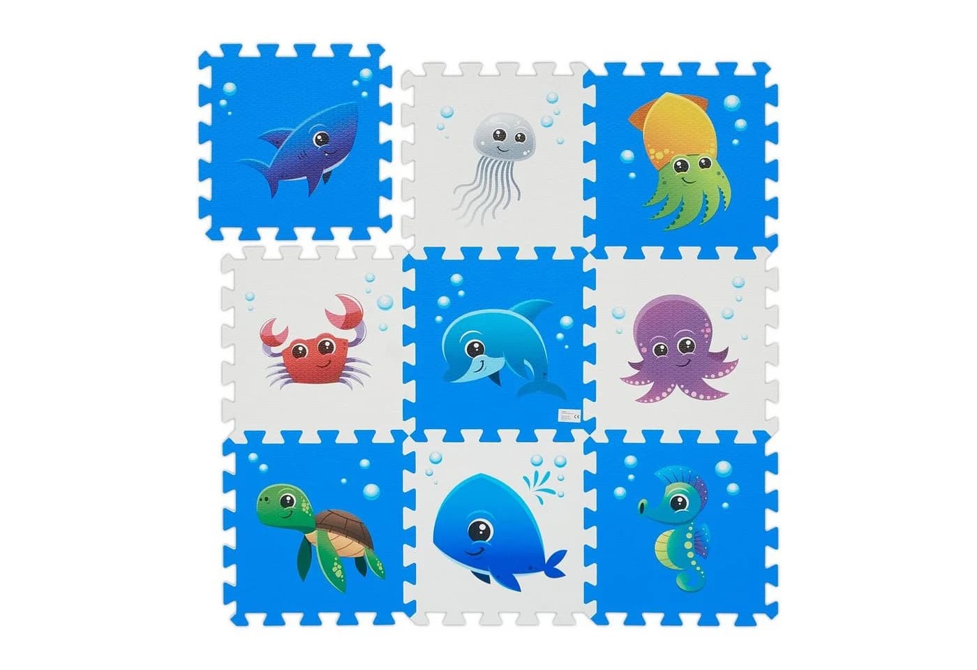relaxdays Spielmatte Puzzlematte mit Meerestieren Blau/Weiß 9-tlg. - Bild 2