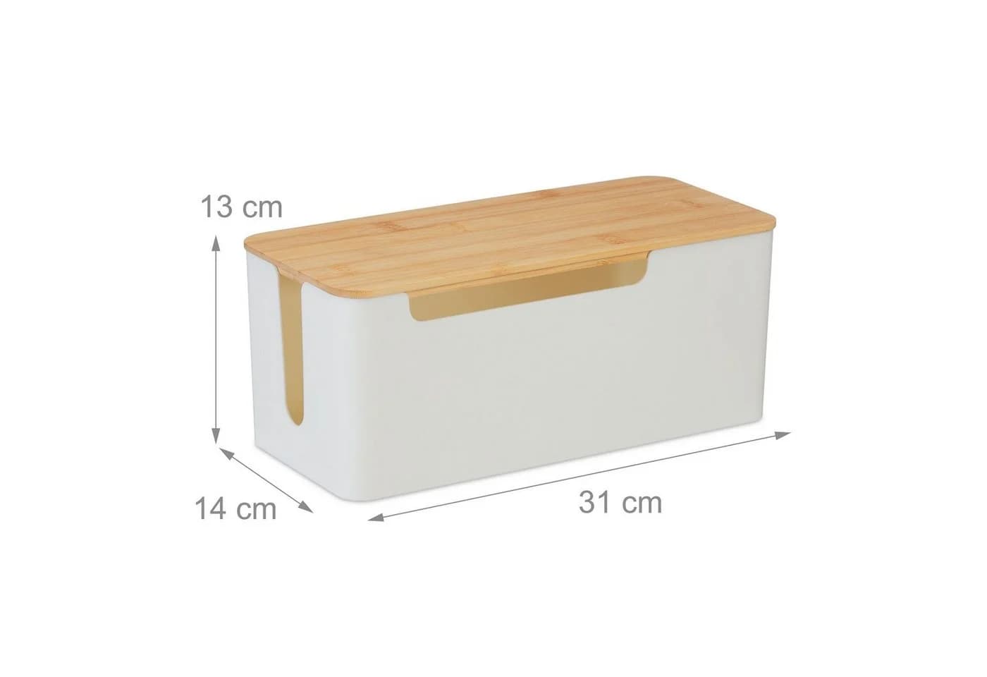 relaxdays Kabelbox mit Bambusdeckel Weiß/Natur - Bild 4