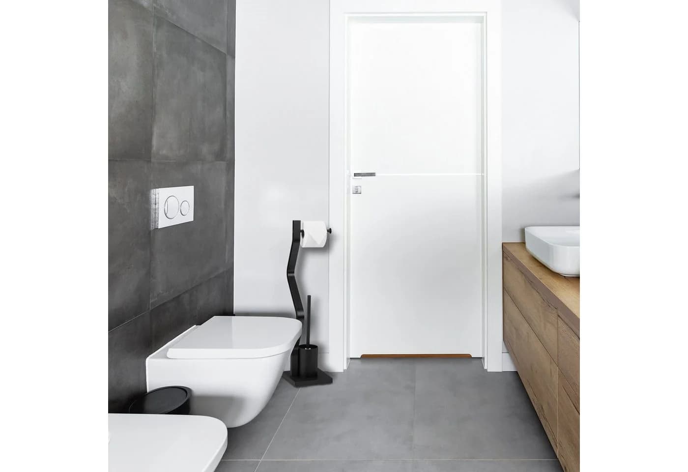 relaxdays Toilettenpapierhalter WC Garnitur Schwarz - Bild 5