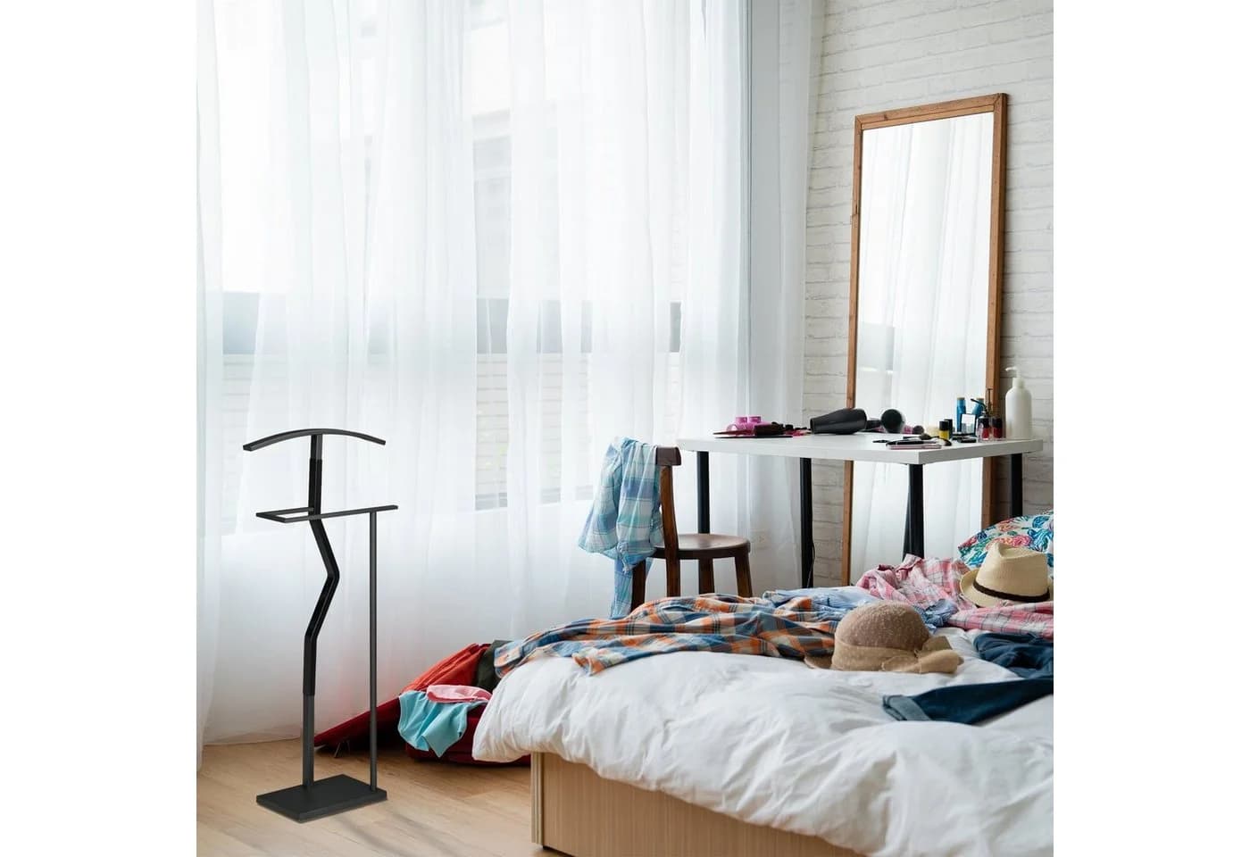 relaxdays Herrendiener Schwarz Stahl Holzoptik - Bild 5