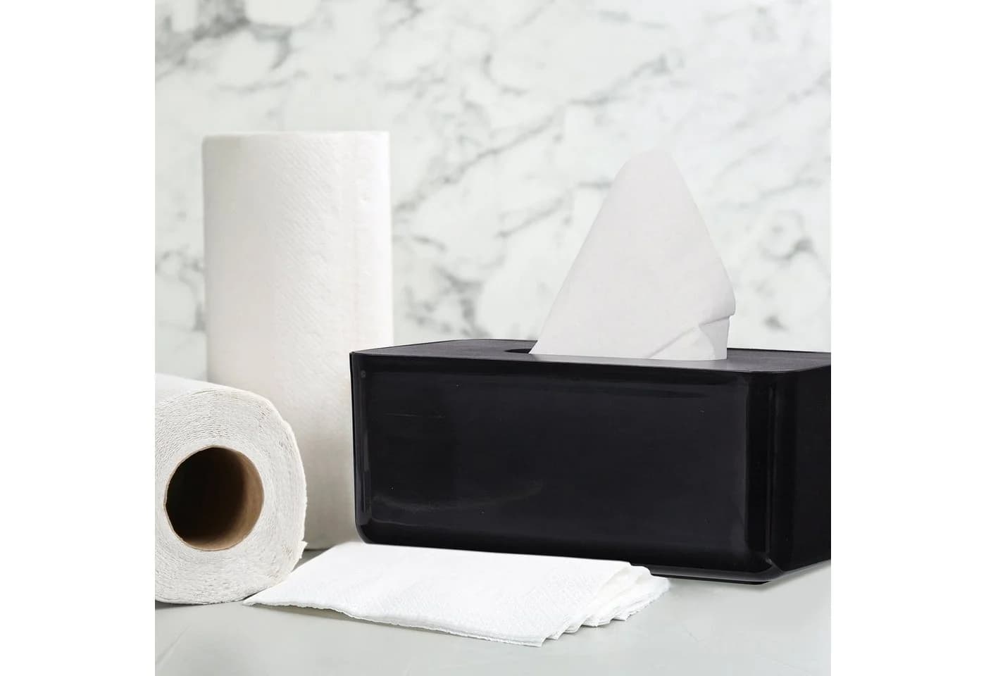 relaxdays Papiertuchbox Schwarz mit Bambusdeckel