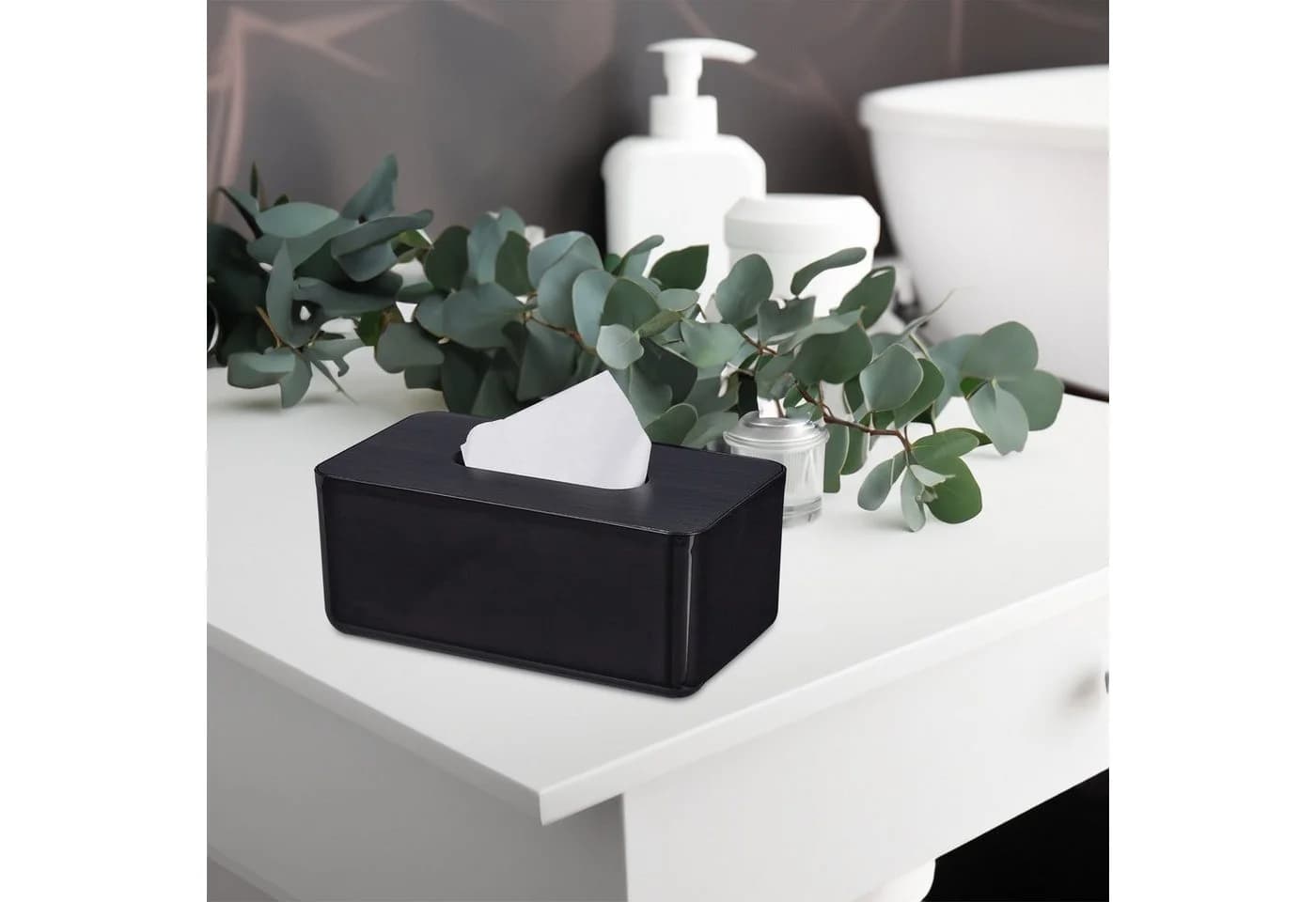 relaxdays Papiertuchbox Schwarz mit Bambusdeckel - Bild 5