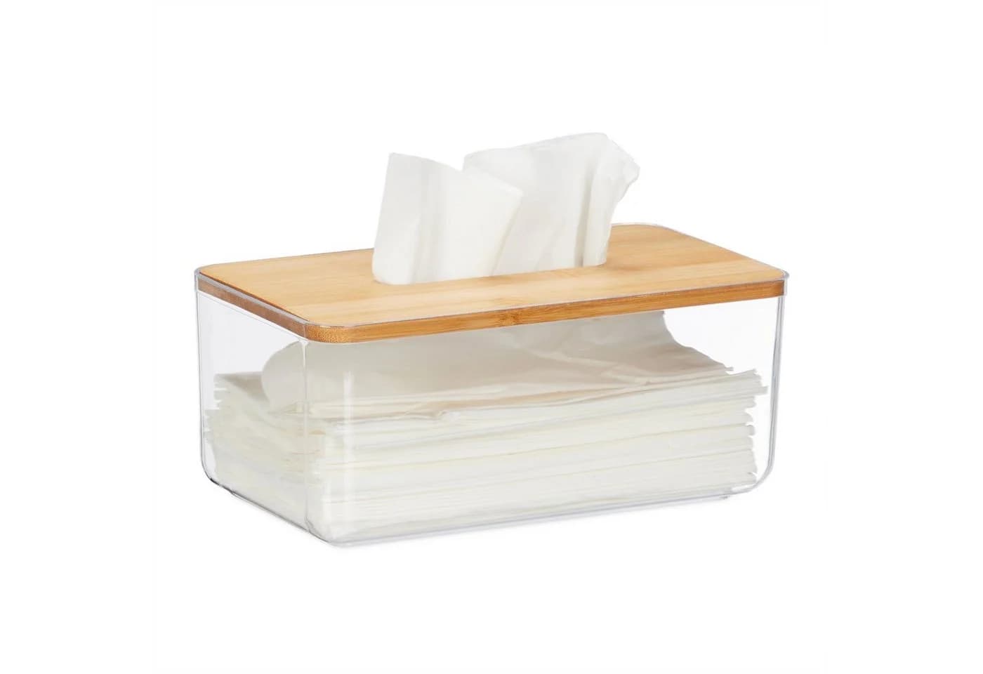 relaxdays Papiertuchbox Transparent mit Bambus-Deckel - Bild 2