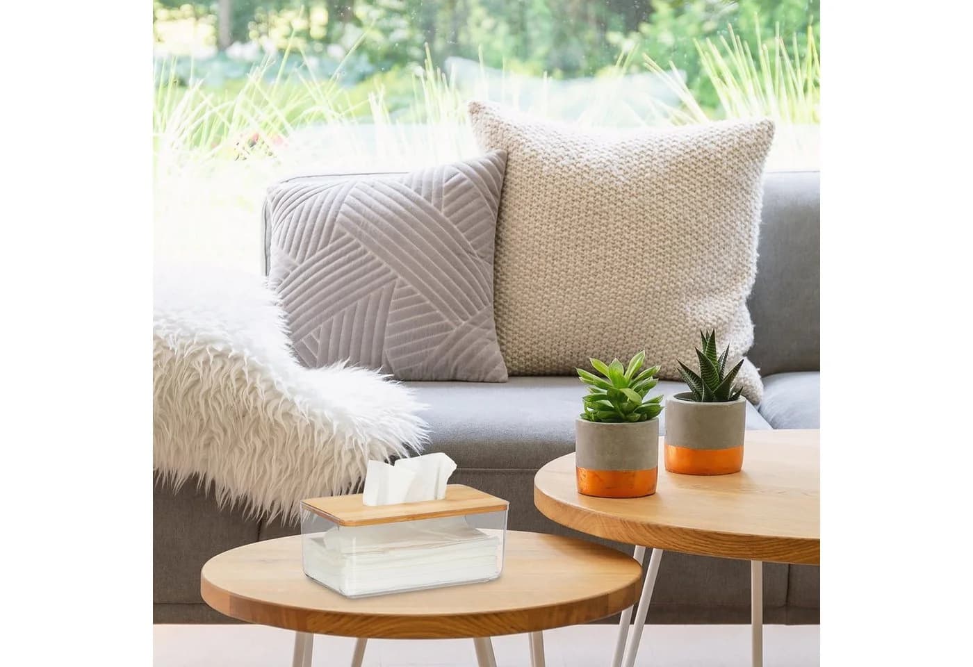 relaxdays Papiertuchbox Transparent mit Bambus-Deckel - Bild 5
