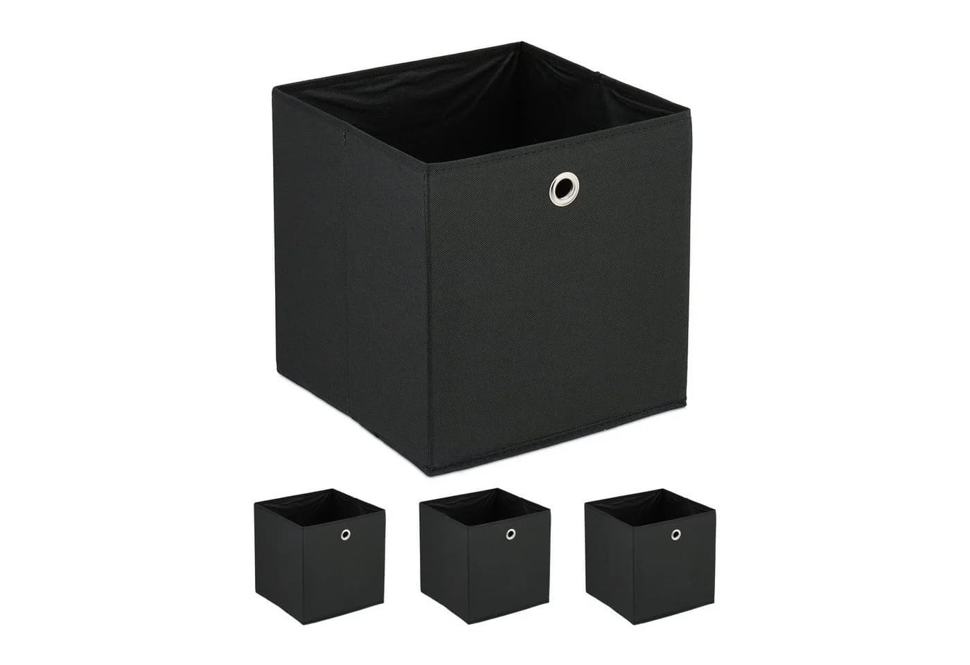 relaxdays Aufbewahrungsbox 4er Set Schwarz Stoffbox Würfelregal - Bild 2