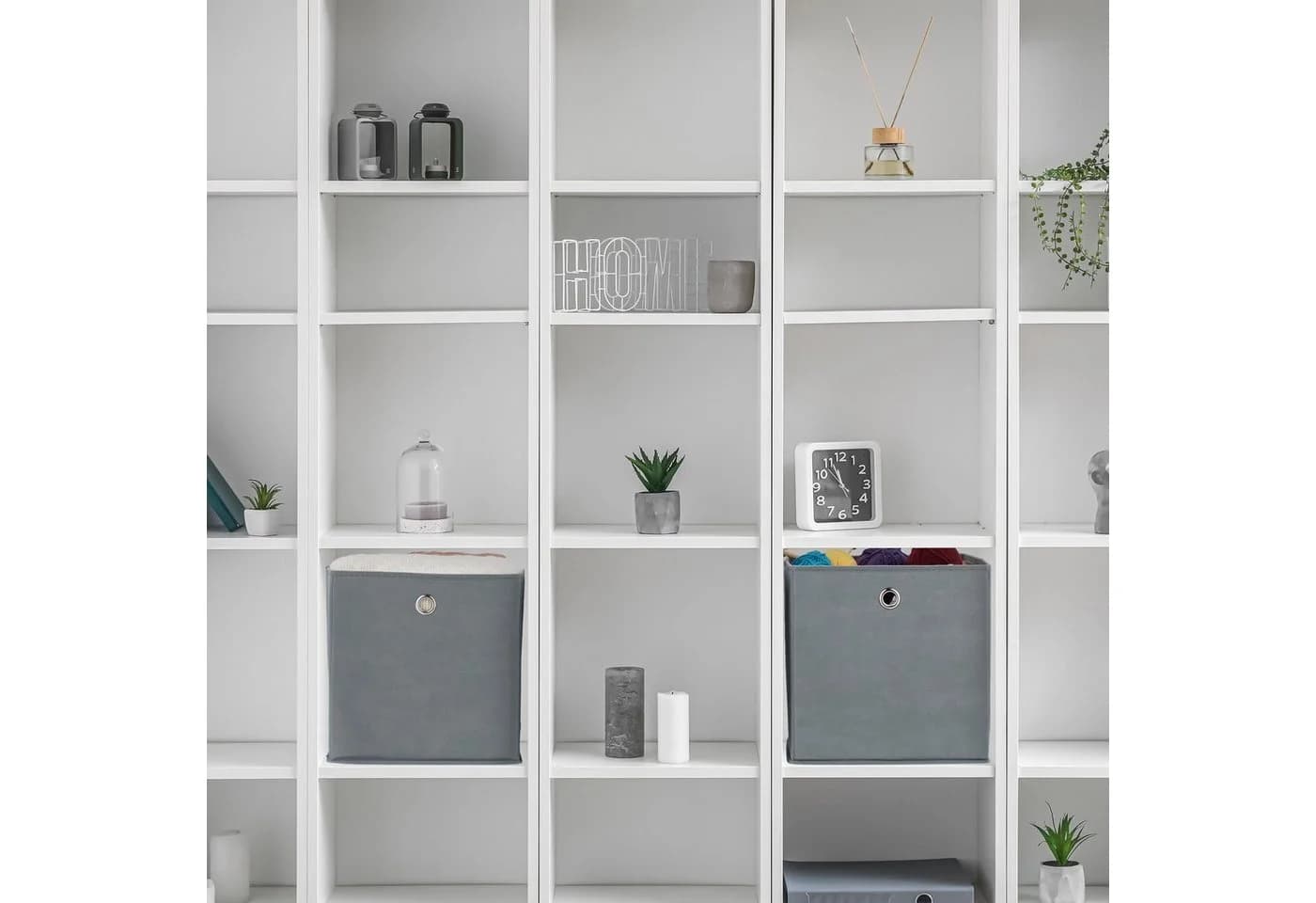relaxdays Aufbewahrungsbox Grau 4er Set Stoffbox