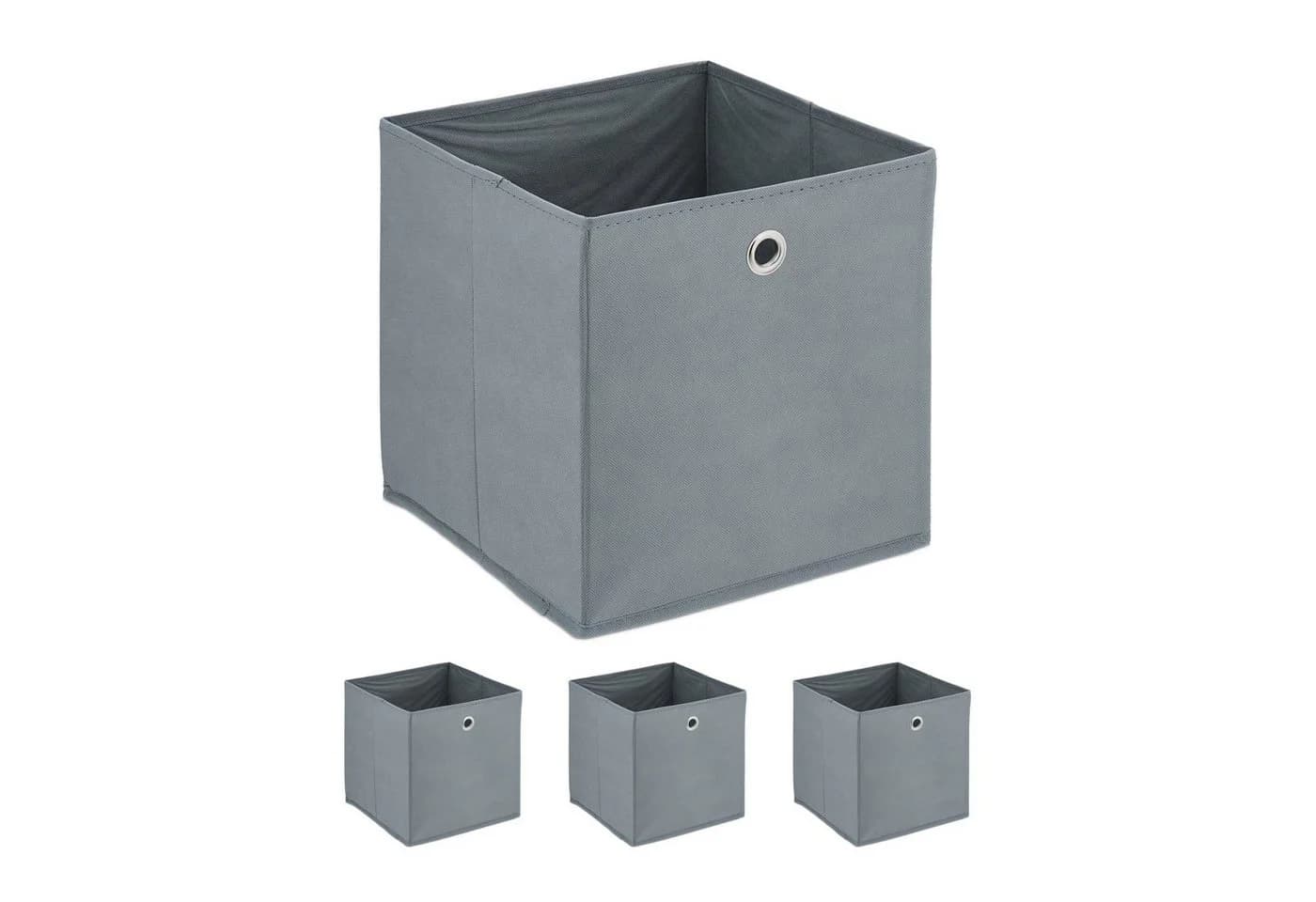 relaxdays Aufbewahrungsbox Grau 4er Set Stoffbox - Bild 2