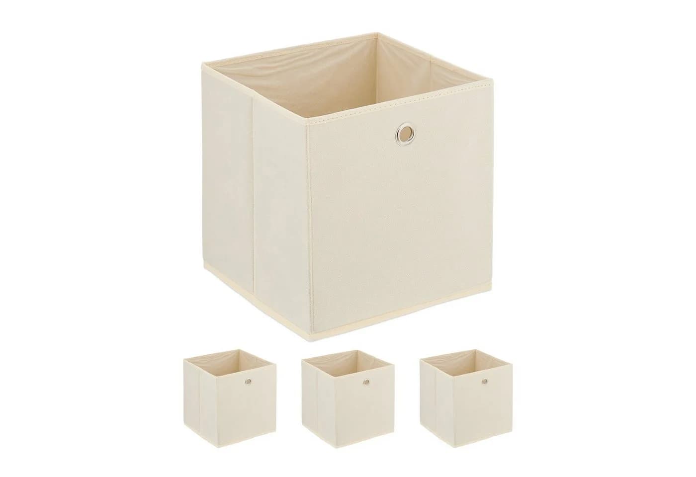 relaxdays Aufbewahrungsbox 4er Set Creme Stoffboxen - Bild 2