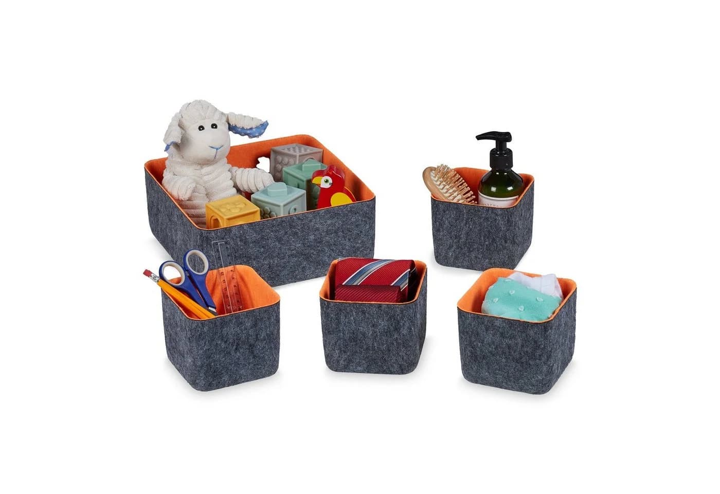 relaxdays Aufbewahrungskorb Schubladen Organizer 5er Set Filz - Bild 2